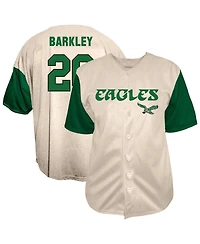 Fanatics Men's Saquon Barkley Cream Philadelphia Eagles Big Tall Baseball Button-Up Shirt