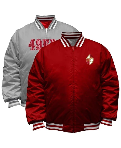 Mitchell & Ness Men's Scarlet/Silver San Francisco 49ers Big Tall Throwback Reversible Full-Zip Jacket