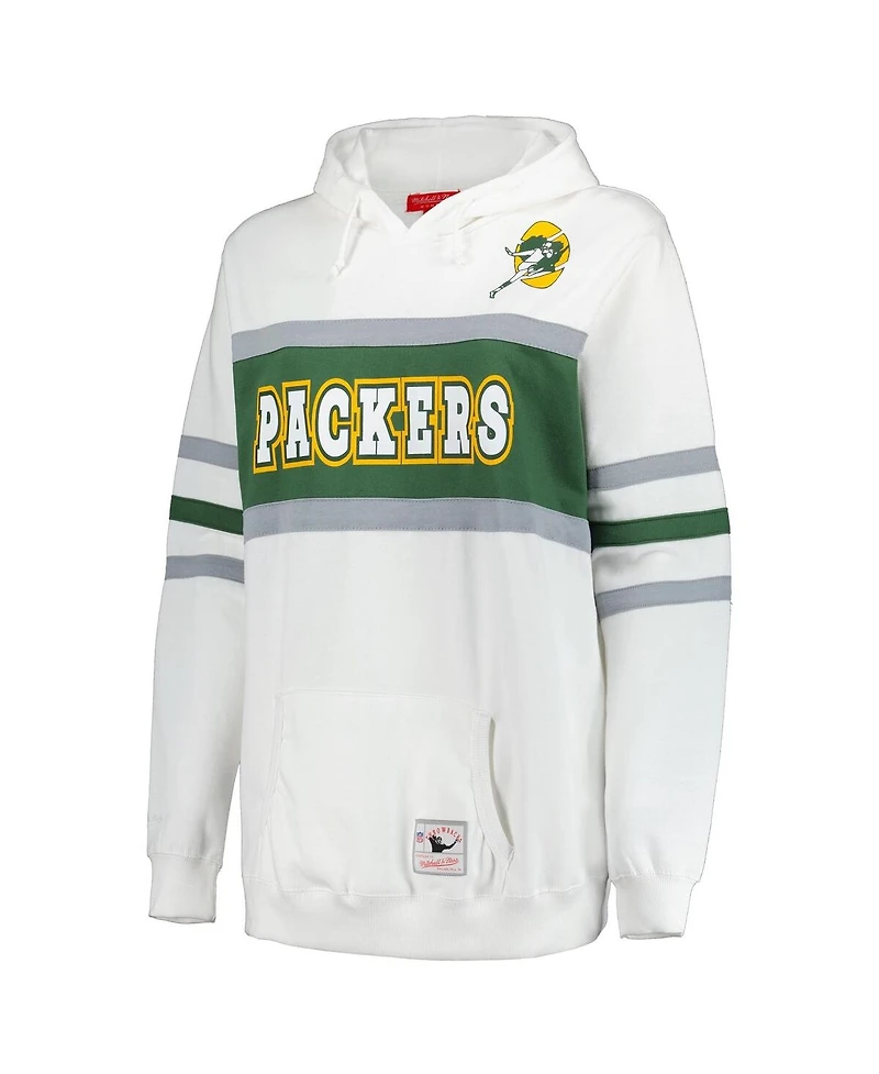 Mitchell & Ness Women's White Green Bay Packers Plus Head Coach Throwback Pullover Hoodie