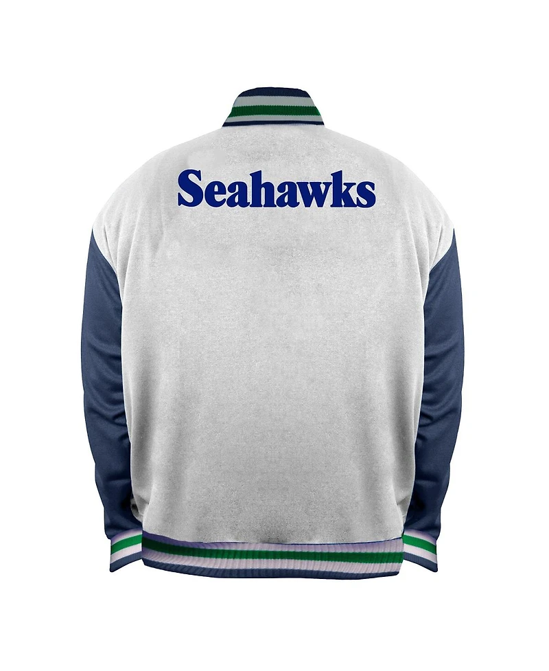 Mitchell & Ness Women's White Seattle Seahawks Throwback Plus Full-Snap Satin Jacket