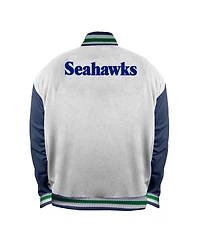Mitchell & Ness Women's White Seattle Seahawks Throwback Plus Full-Snap Satin Jacket