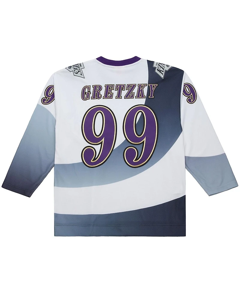 Mitchell & Ness Men's Wayne Gretzky White Los Angeles Kings Big Tall 1995-96 Blue Line 2.0 Jersey