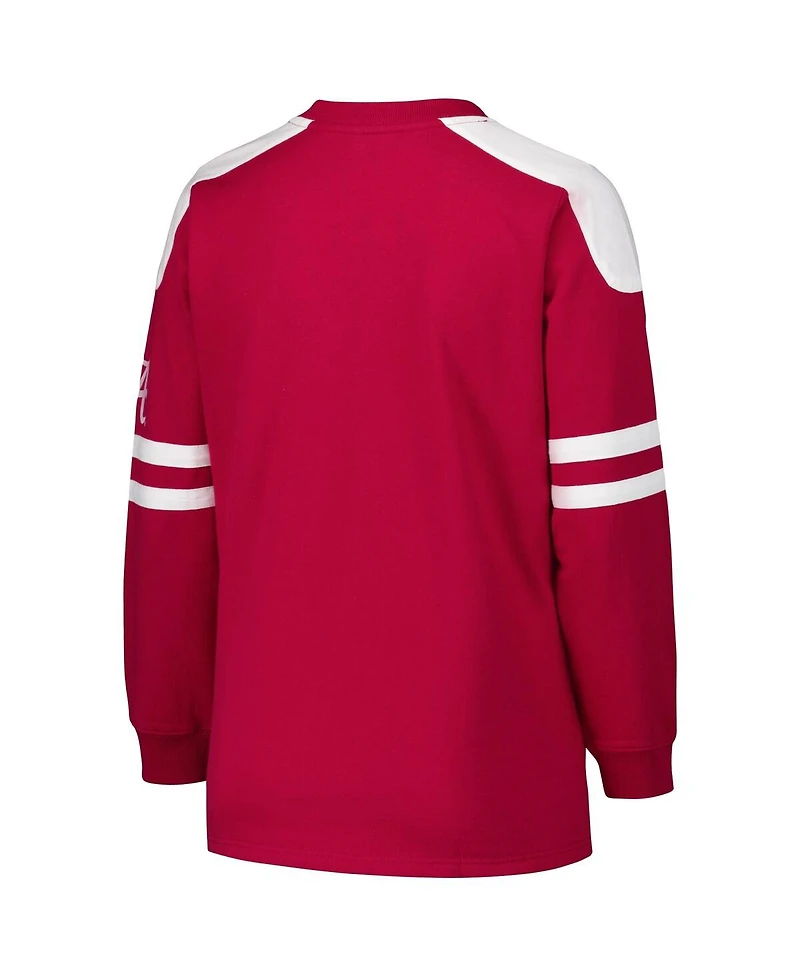 Fanatics Women's Crimson Alabama Tide Plus Contrast Sleeve Fleece Pullover Sweatshirt