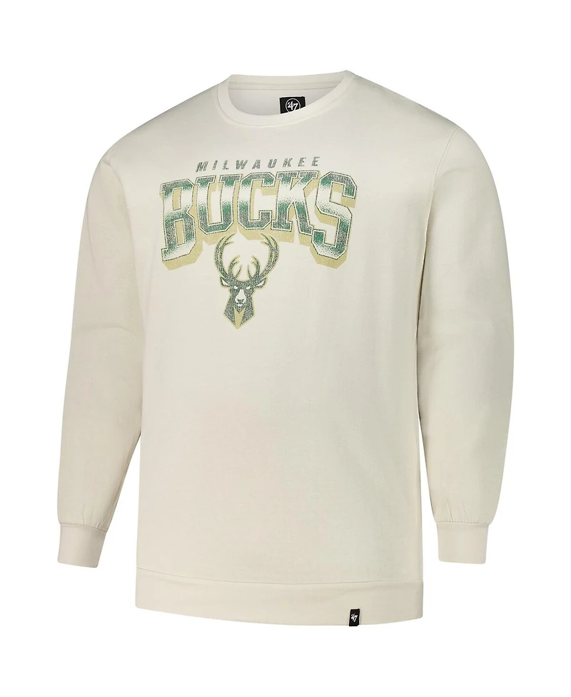 '47 Brand Men's Cream Milwaukee Bucks Big Tall Spotlight Headline Pullover Sweatshirt