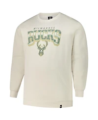 '47 Brand Men's Cream Milwaukee Bucks Big Tall Spotlight Headline Pullover Sweatshirt