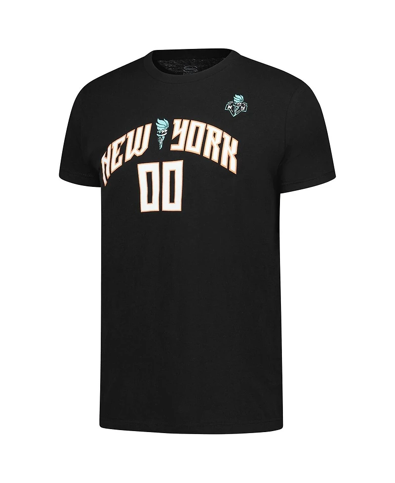 Stadium Essentials Men's and Women's Black New York Liberty Ellie Mascot Name Number T-Shirt
