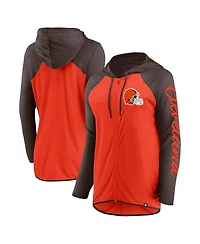 Fanatics Women's Orange/Brown Cleveland Browns Script Full-Zip Hoodie