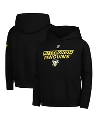 Outerstuff Big Boys and Girls Black Pittsburgh Penguins Authentic Pro Wordmark Fleece Pullover Hoodie