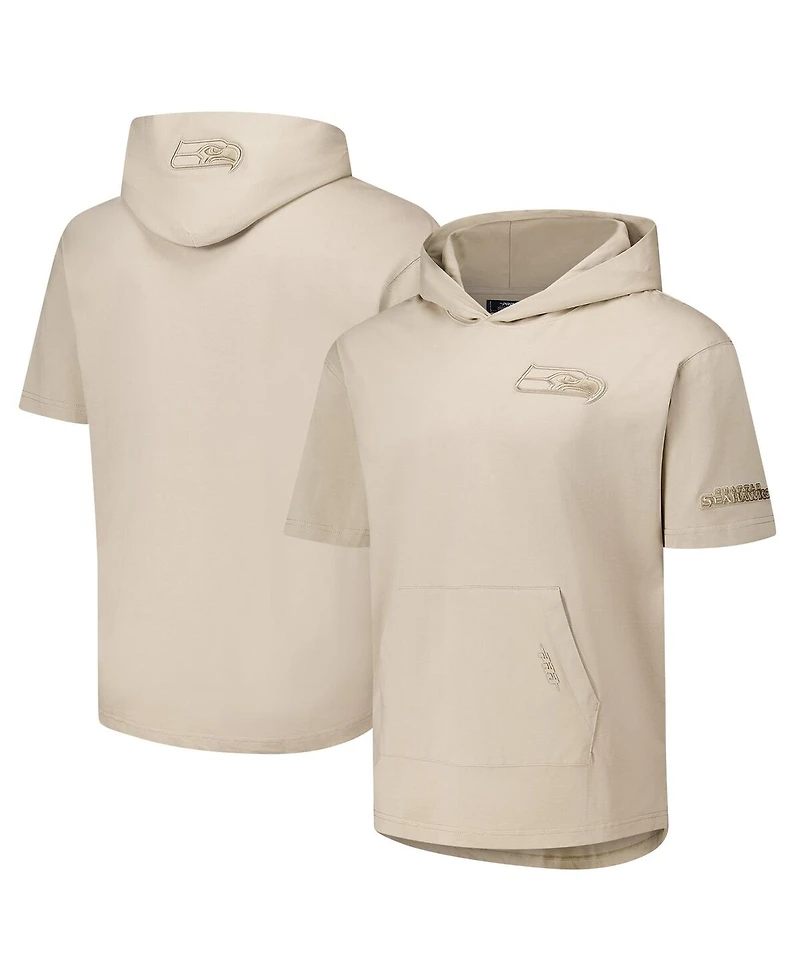Pro Standard Men's Tan Seattle Seahawks Neutrals Capsule Short Sleeve Pullover Hoodie