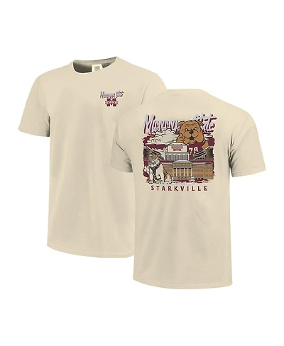 Image One Men's Natural Mississippi State Bulldogs Comfort Colors Hand-Drawn Campus Stack T-Shirt