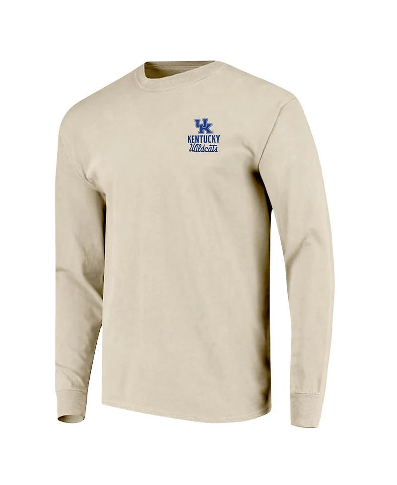 Image One Men's Natural Kentucky Wildcats Comfort Colors Mascot Overlay Long Sleeve T-Shirt