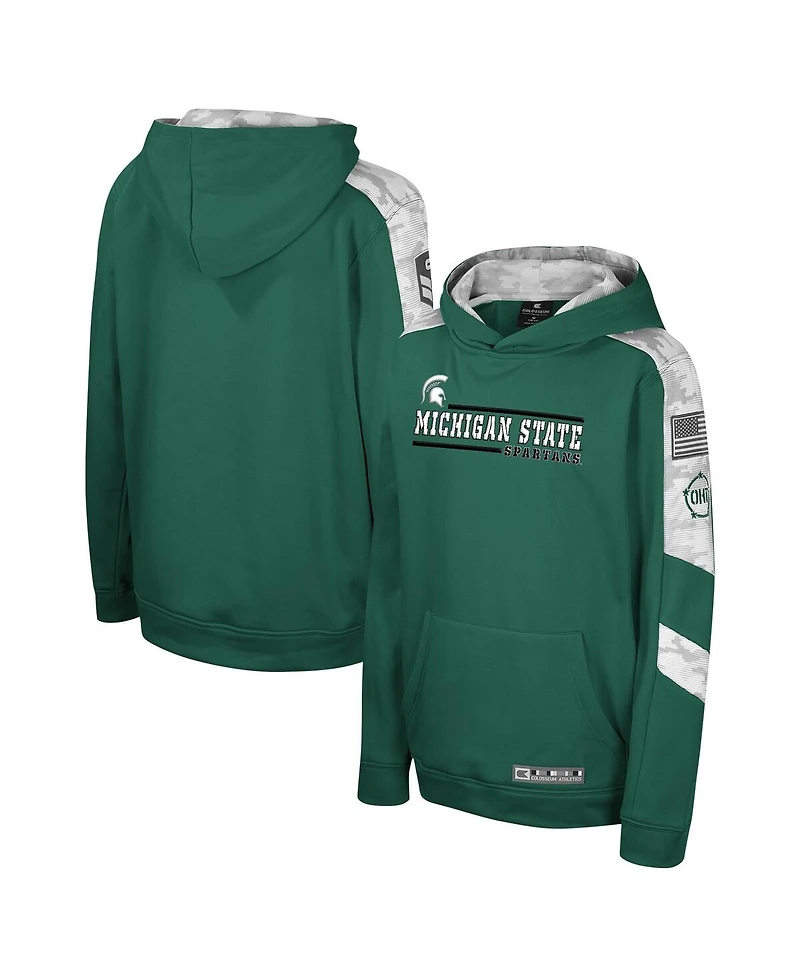 Colosseum Big Boys and Girls Green Michigan State Spartans Oht Military Appreciation Cyclone Digital Camo Pullover Hoodie