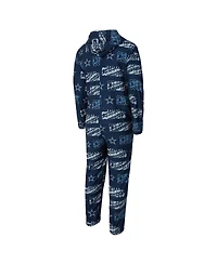 Concepts Sport Men's Navy Dallas Cowboys Shuffle All-Over-Print Microfleece Full-Zip Union Suit