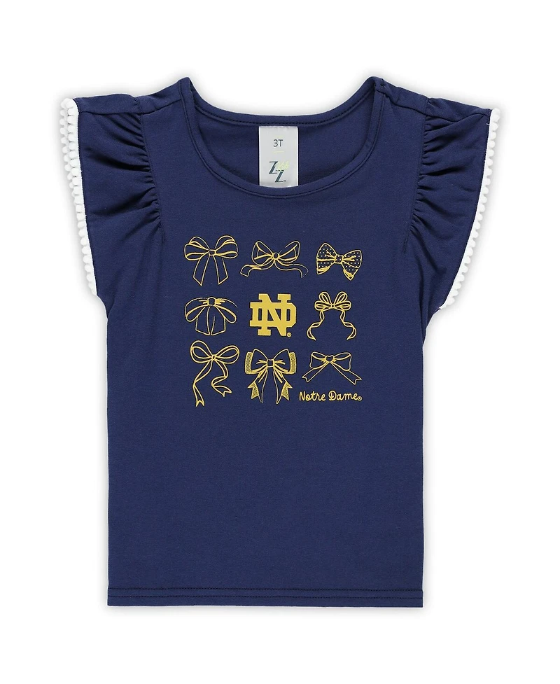 ZooZatz Girls Toddler 2-Piece Navy Notre Dame Fighting Irish Tri-Blend Bow Legging and Shirt Set