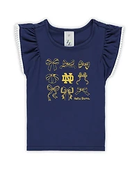 ZooZatz Girls Toddler 2-Piece Navy Notre Dame Fighting Irish Tri-Blend Bow Legging and Shirt Set