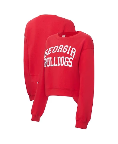 ZooZatz Women's Red Georgia Bulldogs Chenille Cropped Sweatshirt