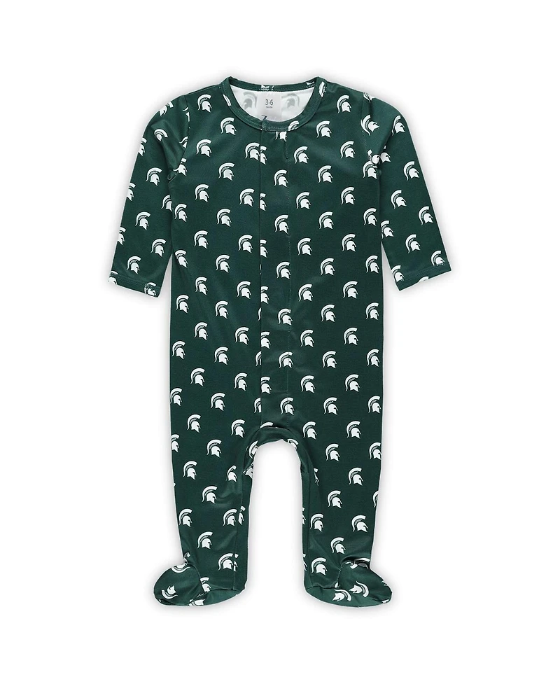 ZooZatz Baby Boys and Girls Green Michigan State Spartans Magnetic Closure Sleeper