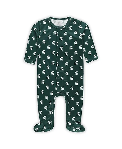 ZooZatz Baby Boys and Girls Green Michigan State Spartans Magnetic Closure Sleeper