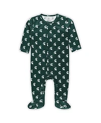ZooZatz Baby Boys and Girls Green Michigan State Spartans Magnetic Closure Sleeper