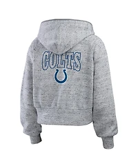 Wear by Erin Andrews Women's Heather Gray Indianapolis Colts Speckled Fleece Cropped Full-Zip Hoodie