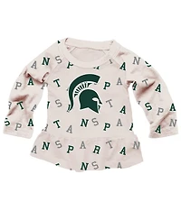 Wes & Willy Baby Girls Oatmeal Michigan State Spartans Ruffle Raglan Long Sleeve T-Shirt and Leggings Set