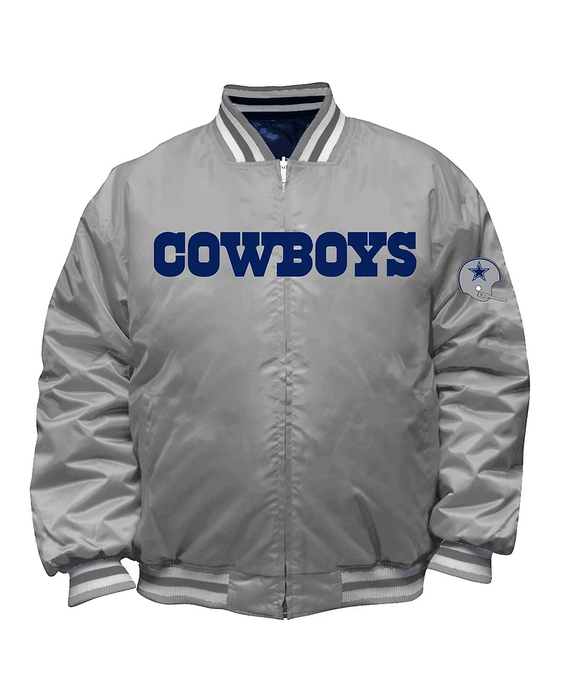 Mitchell & Ness Men's Navy/Silver Dallas Cowboys Big Tall Throwback Reversible Full-Zip Jacket