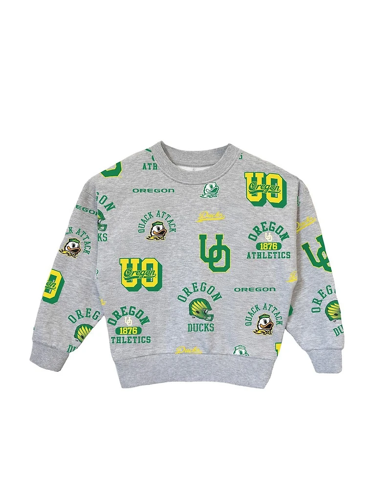 Gameday Couture Big Girls Gray Oregon Ducks Always On Repeat Pullover Sweatshirt