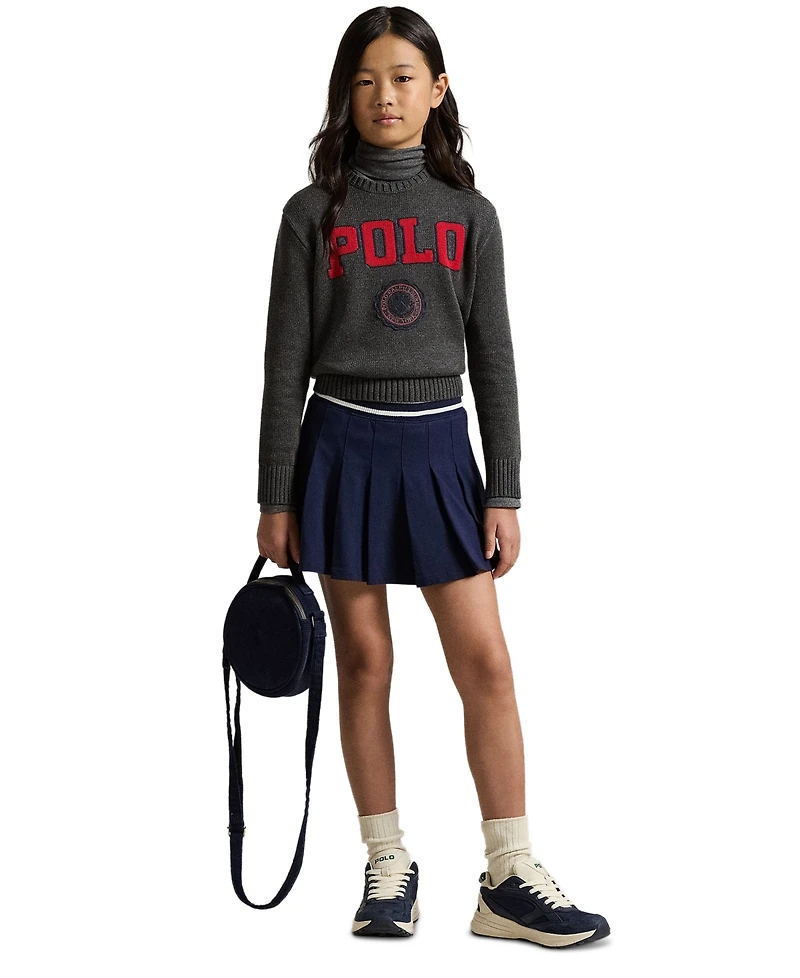 Polo Ralph Lauren Girls 7-16 Pleated Striped Trim Skort