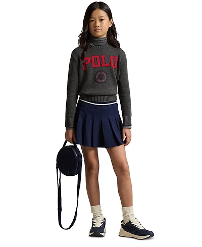 Polo Ralph Lauren Girls 7-16 Pleated Striped Trim Skort