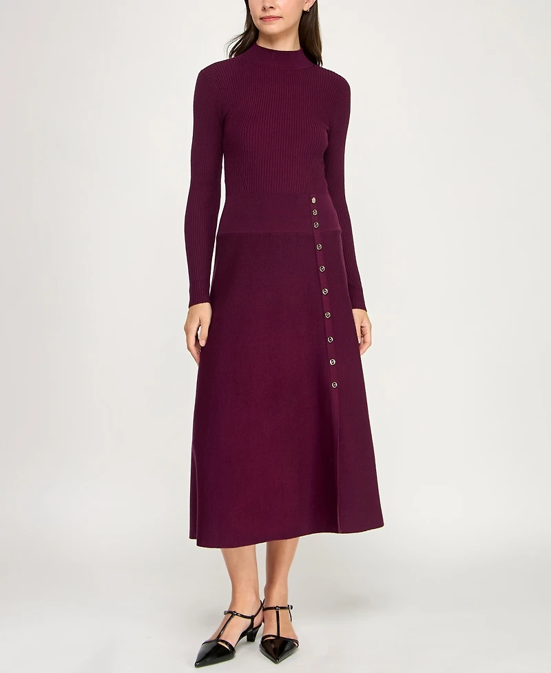 Invitee Women's Long Sleeve Fit & Flare Sweater Dress