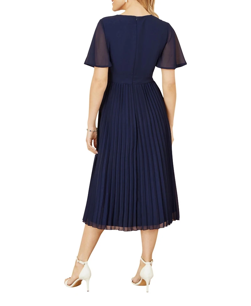 Yumi Women's Sequin Embellished Pleated Midi Dress