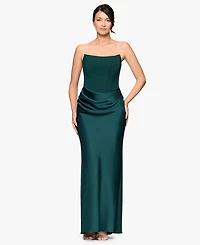 Betsy & Adam Women's Mixed-Media Strapless Corset Gown