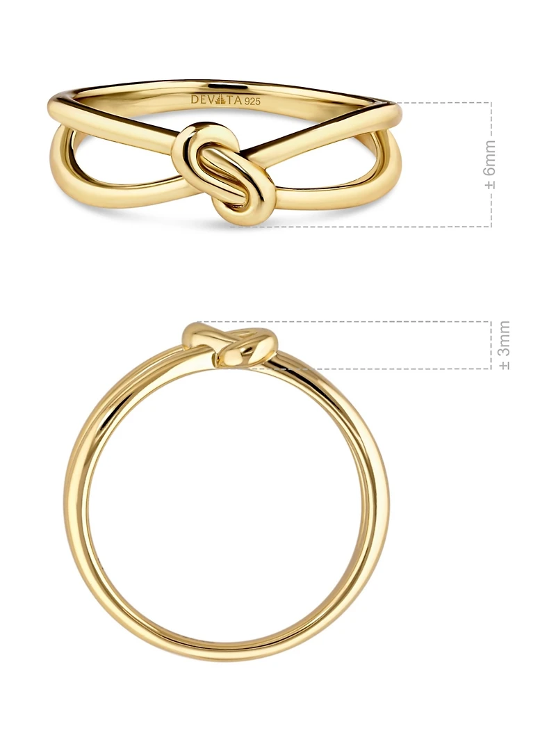 Devata Love Knot Ring Gold Plated Sterling Silver, 8