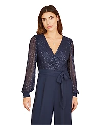 Yumi Women's Long Sleeved Sequin Jumpsuit