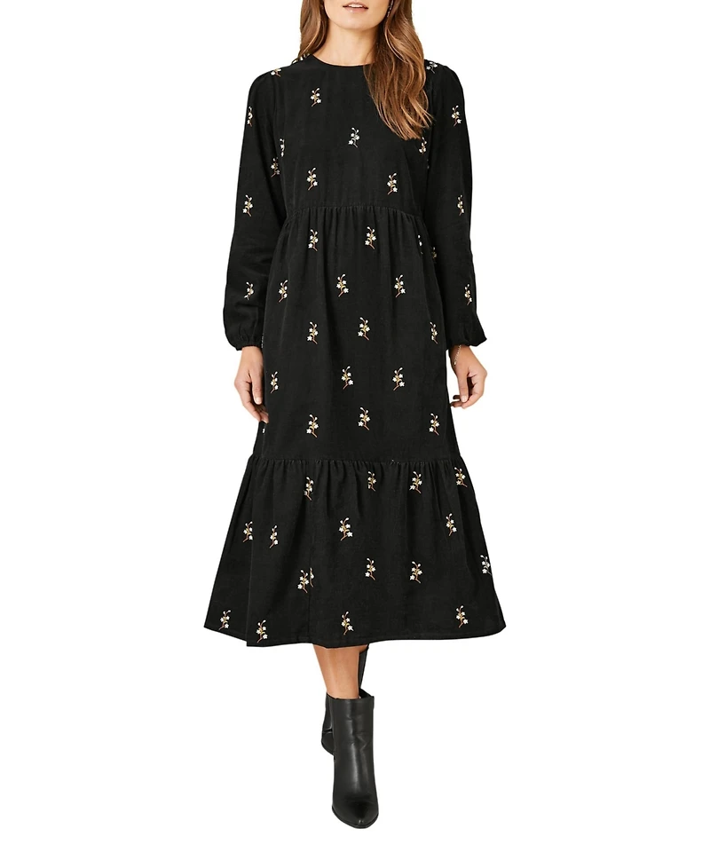 Yumi Women's Long Sleeve Midi Floral Dress