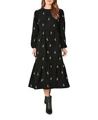 Yumi Women's Long Sleeve Midi Floral Dress