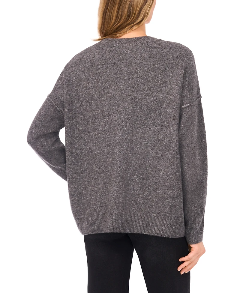 CeCe Women's Merry Candy Cane Detail Sweater