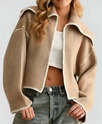 Modenaire Women's Textured Knit Layered-Back Jacket