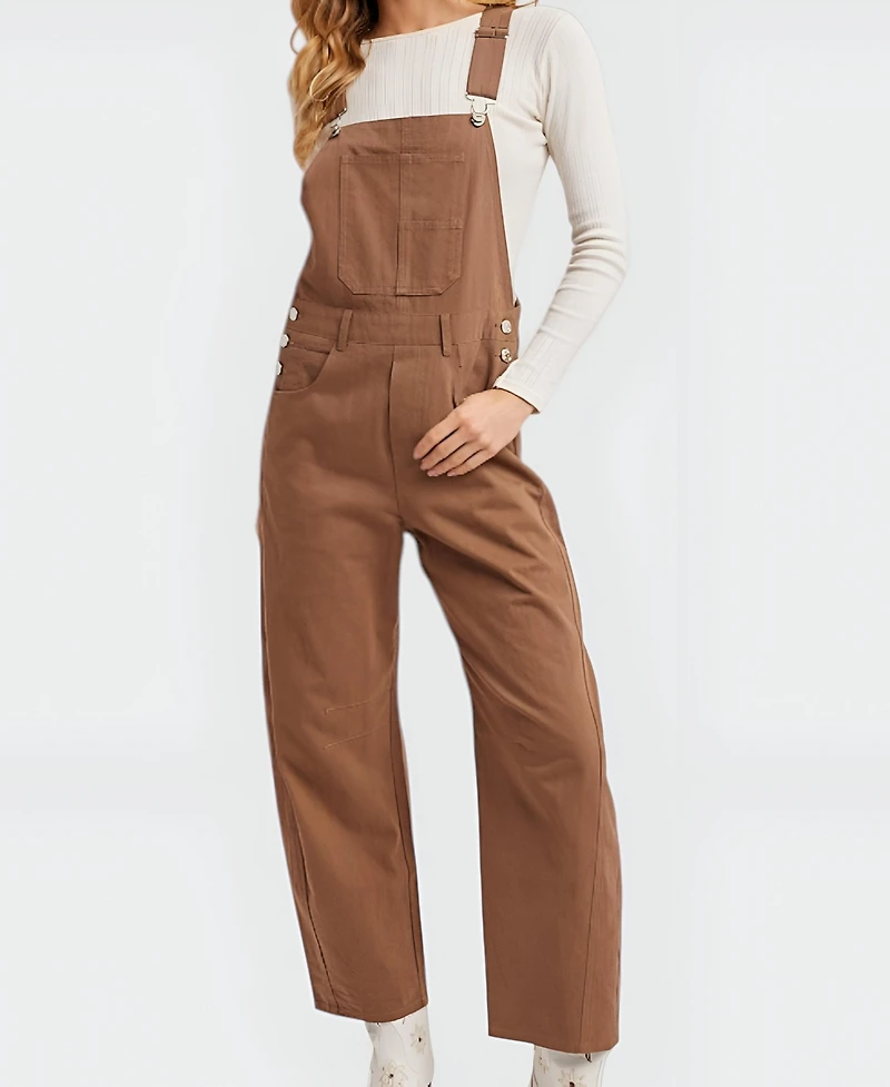 Modenaire Women's Wide Leg Adjustable Overalls