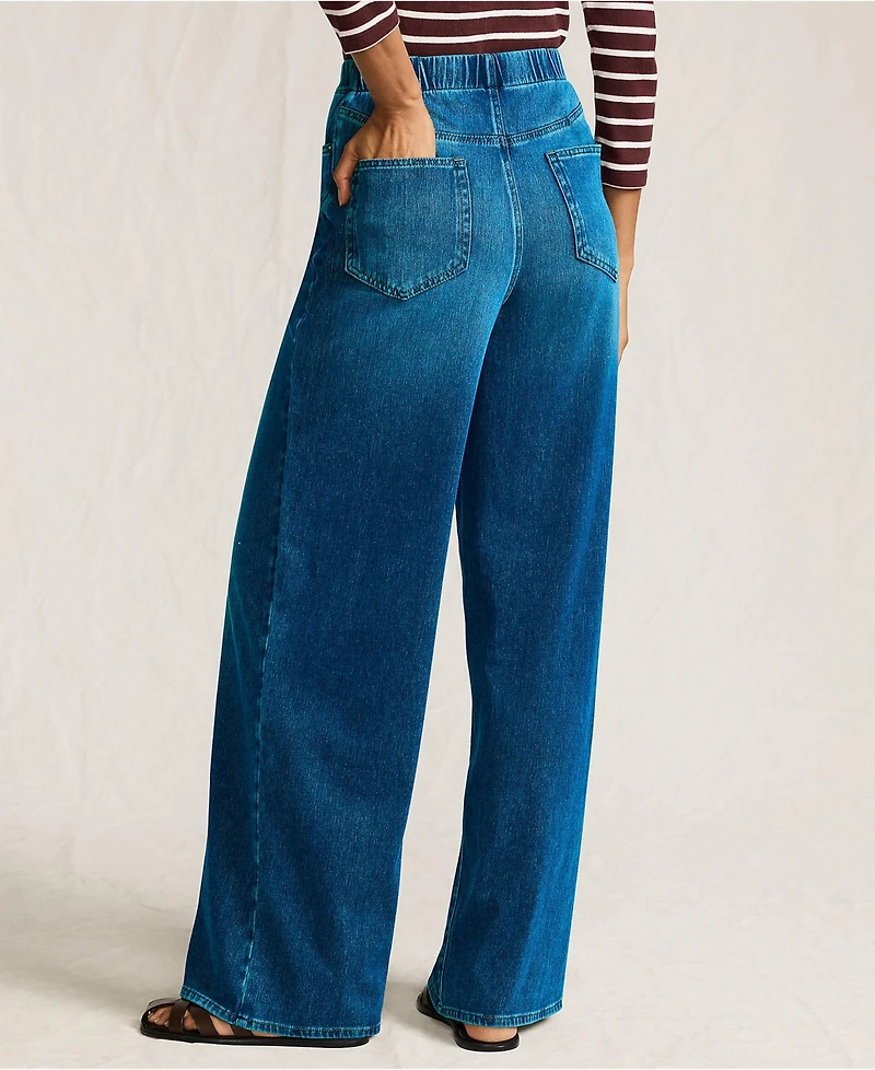 Lands' End Women's Starfish Denim High Rise Wide Leg Jeans