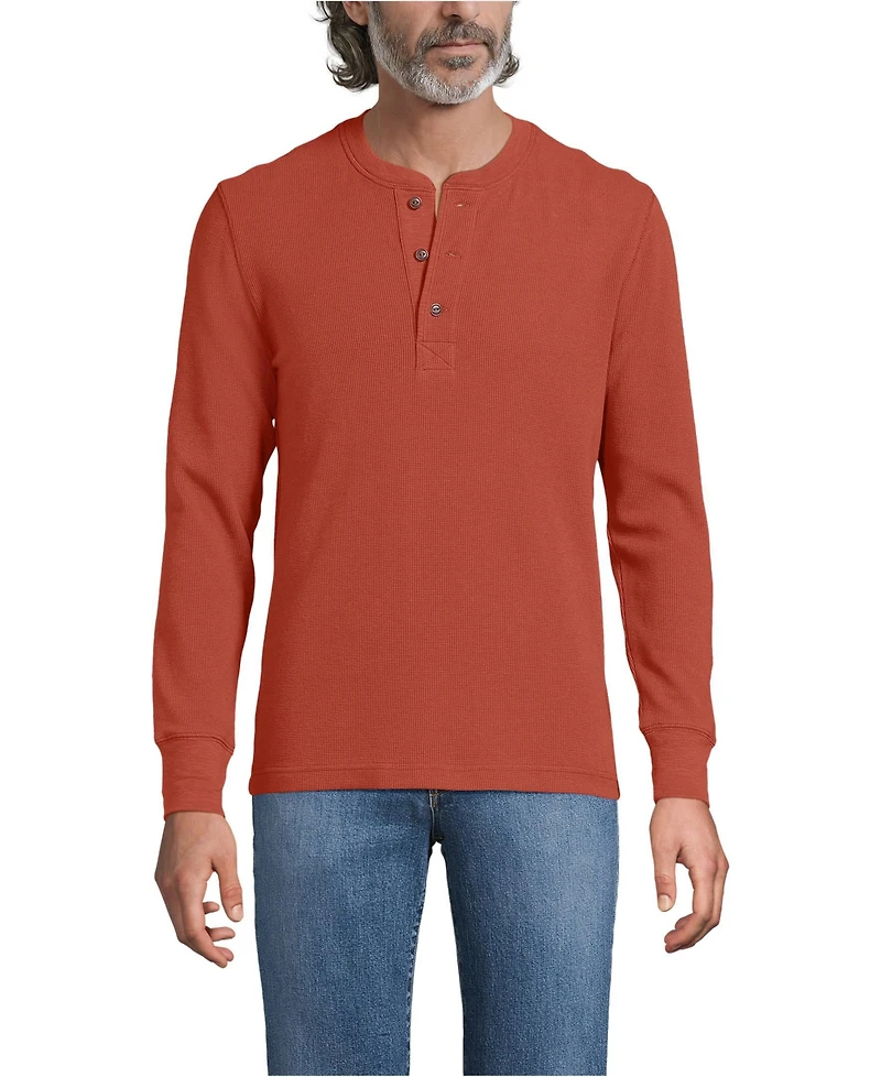 Lands' End Men's Long Sleeve Thermal Waffle Henley