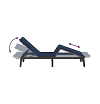 Sun Lounger Grey, Navy Blue Pe rattan, Powder-coated steel Standard