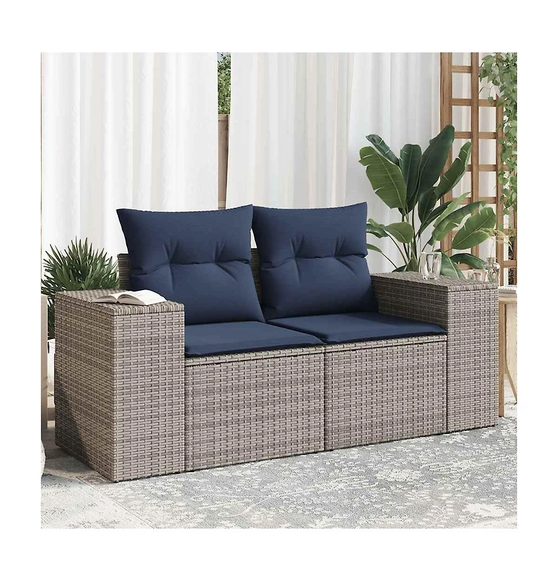 Patio Sofa with Cushions -Seater Poly Rattan