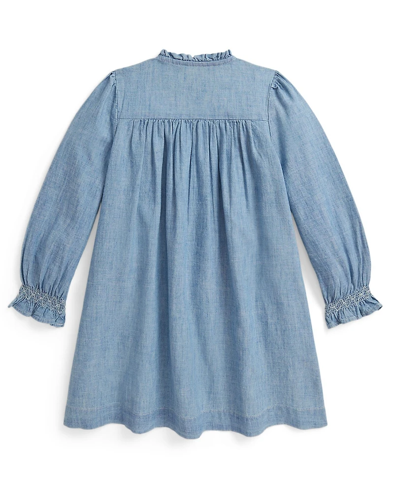 Polo Ralph Lauren Girls 2T-6X Smocked Round Neck Dress