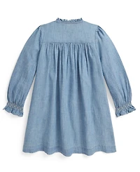 Polo Ralph Lauren Girls 2T-6X Smocked Round Neck Dress