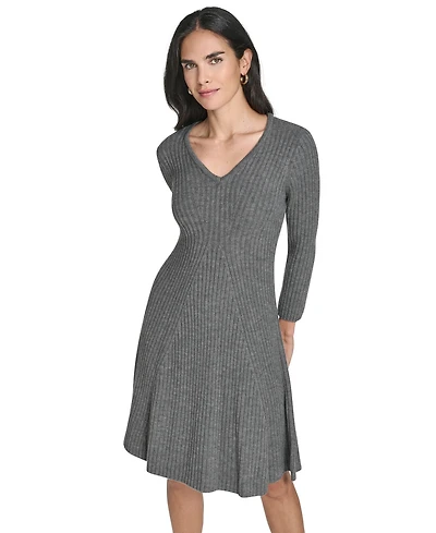 Jessica Howard Women's Fit and Flare Ribbed Sweater Dress