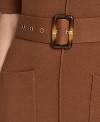 Jessica Howard Women's Turtle Neck Elbow Sleeve Belted Dress