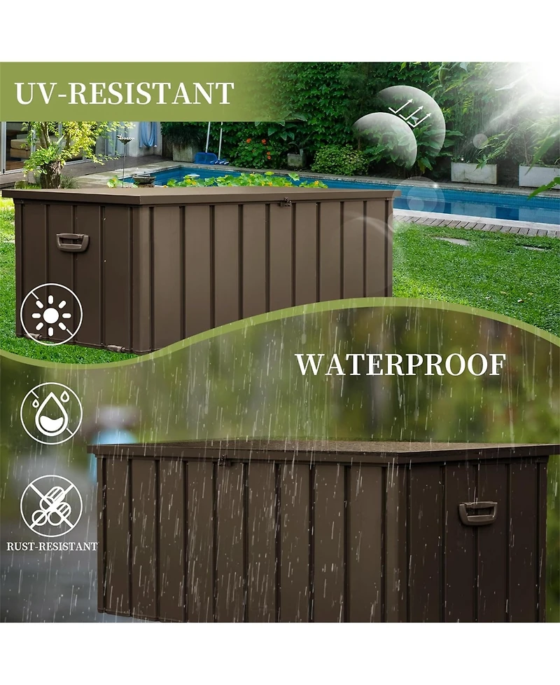 Clihome 120-Gallon Dark Brown Metal Deck Box