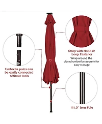 10 ft. Aluminum Market Outdoor Tilt Patio Led Umbrella Red