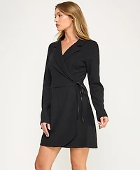 Row A Women's Embellished Collared Wrap Dress